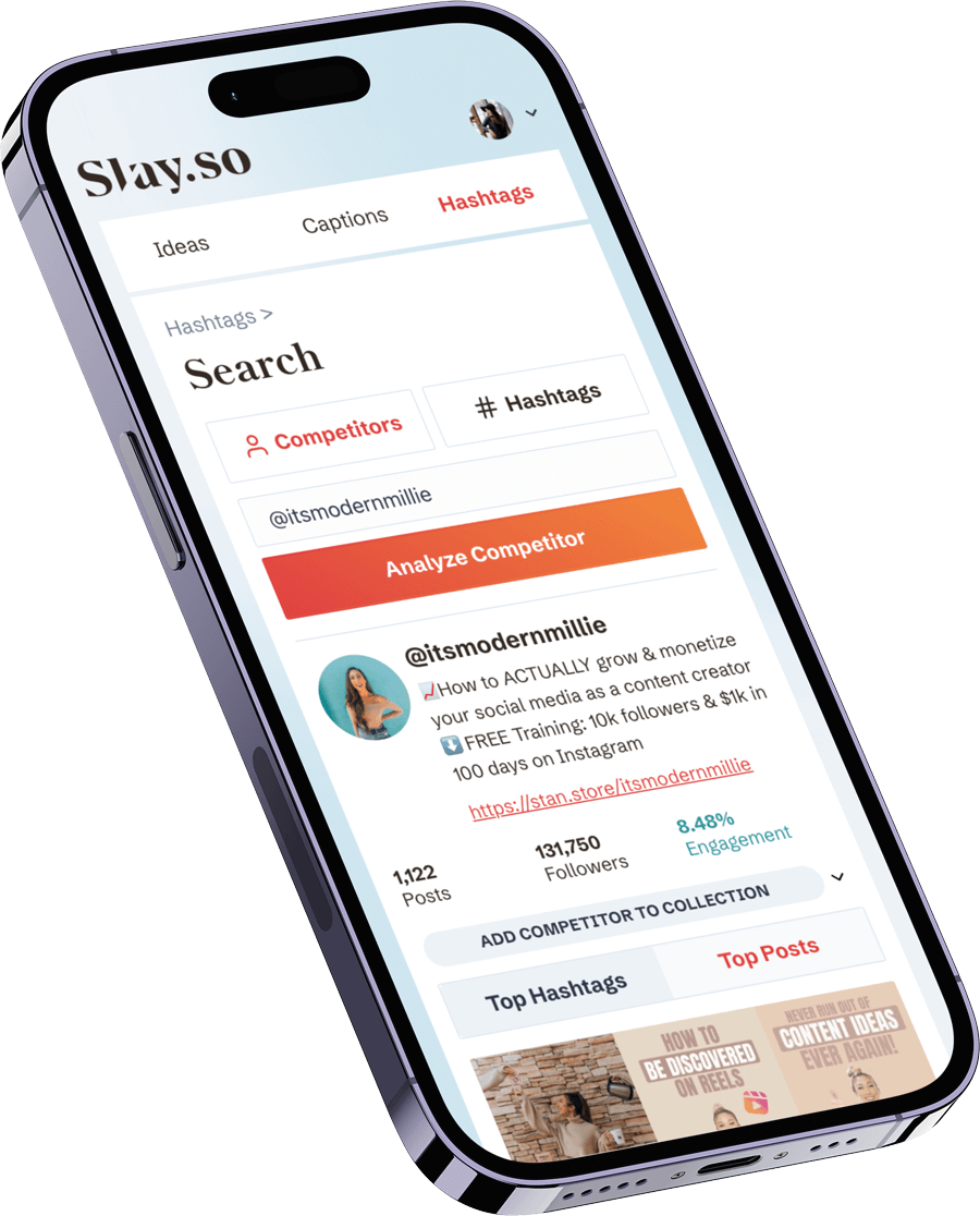 Slay.so easy Instagram account search and competitor tracking tools